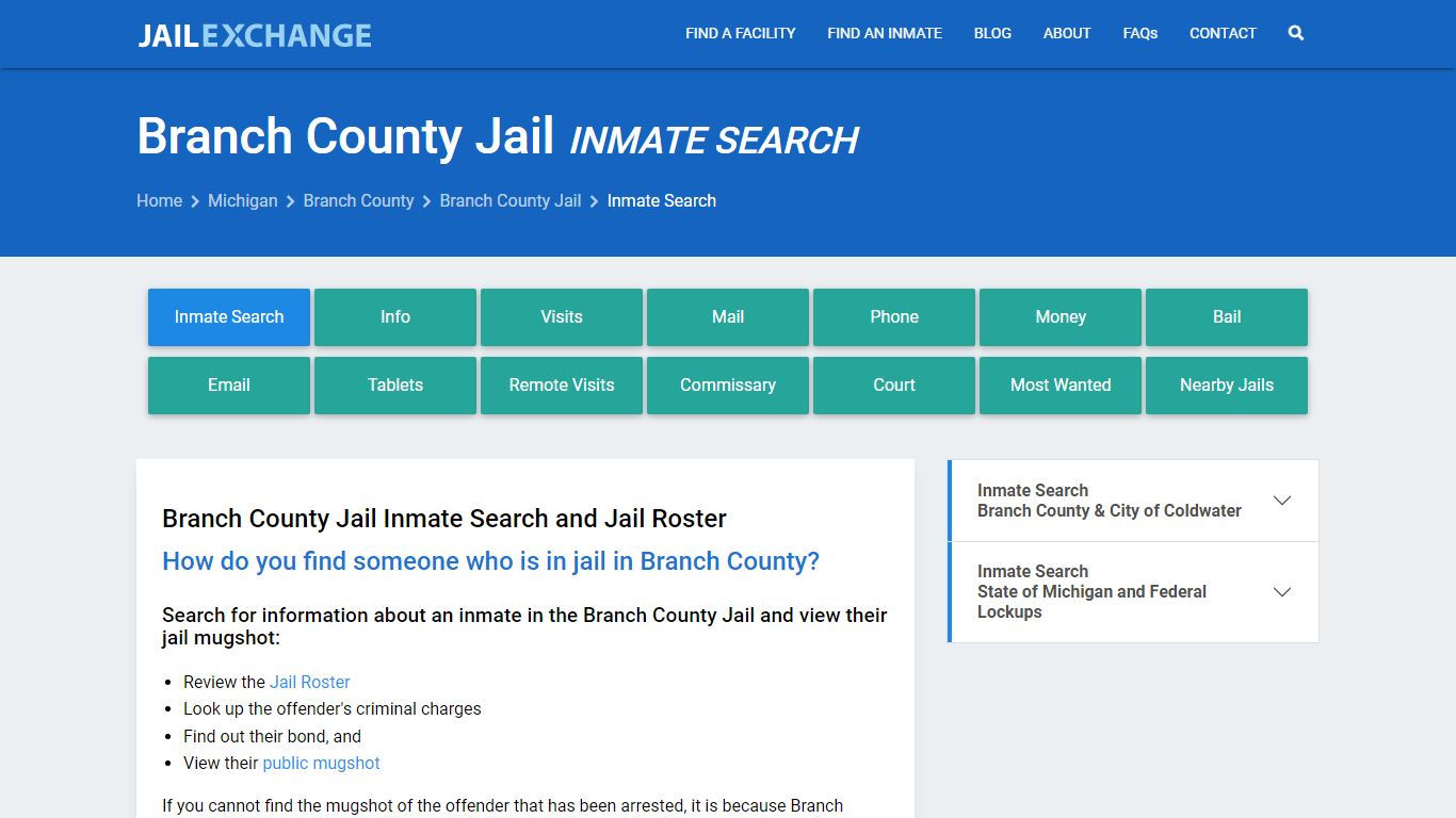 Inmate Search: Roster & Mugshots - Branch County Jail, MI
